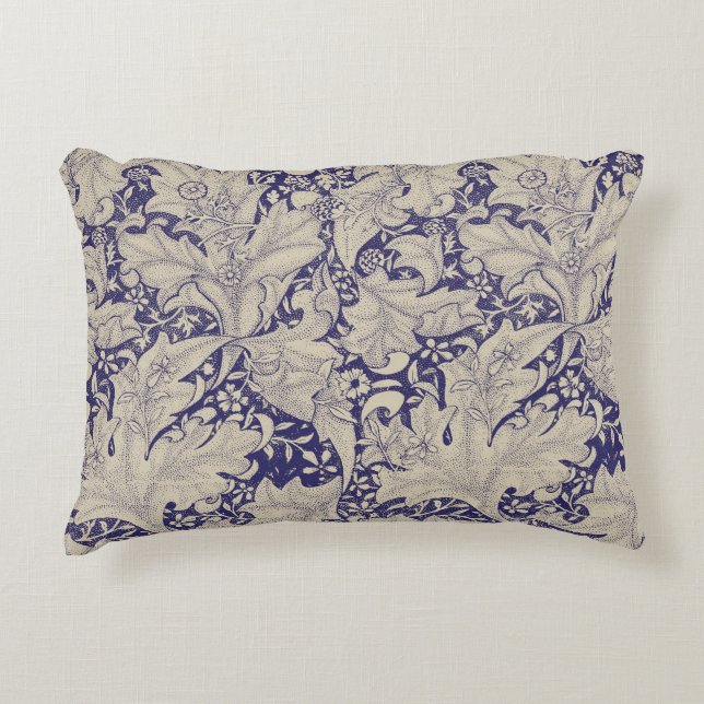 William Morris Wallflower Pattern Antique Blue Decorative Cushion (Front)