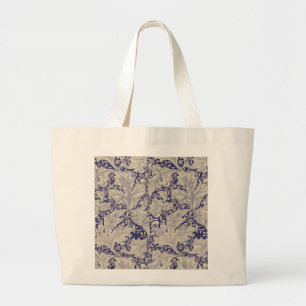 William Morris Wallflower Pattern Antique Blue Large Tote Bag
