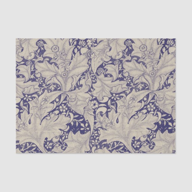 William Morris Wallflower Pattern Antique Blue Tissue Paper (Front)