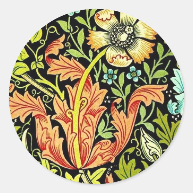 William Morris Wallpaper Classic Round Sticker (Front)
