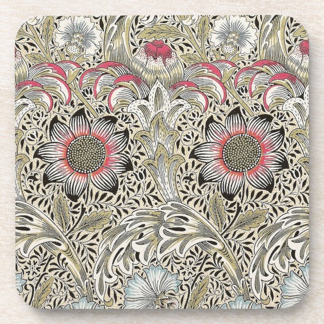 william morris wallpaper corncockle floral coaster (Front)