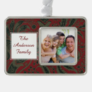 William Morris Wallpaper Pattern Silver Plated Framed Ornament