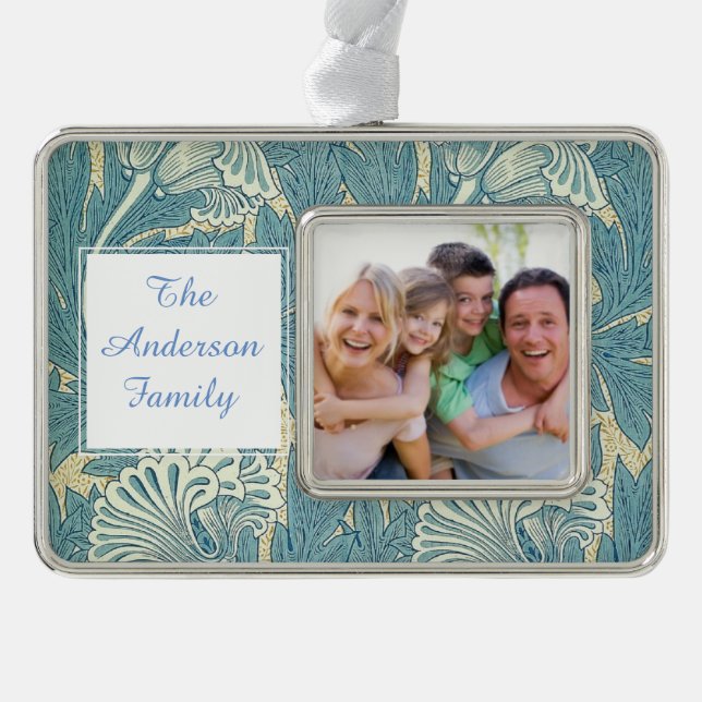 William Morris Wallpaper Pattern Silver Plated Framed Ornament (Front)