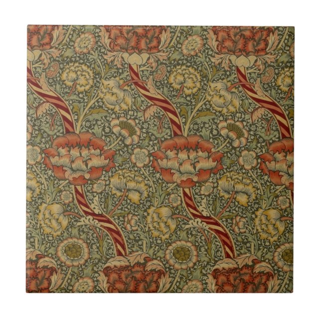 William Morris Wandle English Floral Damask Design Ceramic Tile (Front)