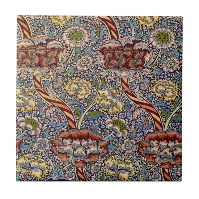 William Morris Wandle English Floral Damask Design Ceramic Tile (Front)