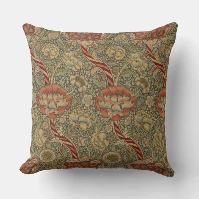 William Morris Wandle English Floral Damask Design Cushion (Front)
