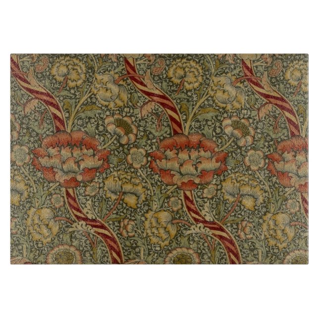 William Morris Wandle English Floral Damask Design Cutting Board (Front)