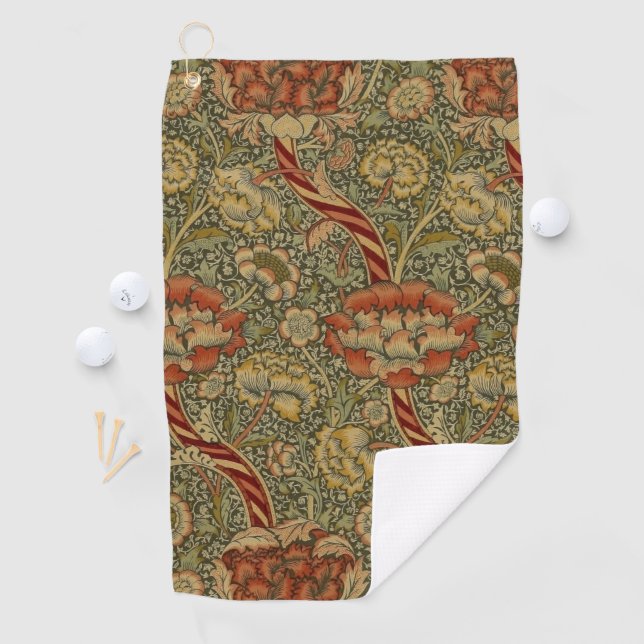 William Morris Wandle English Floral Damask Design Golf Towel (InSitu)