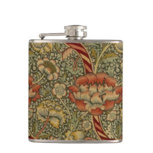William Morris Wandle English Floral Damask Design Hip Flask
