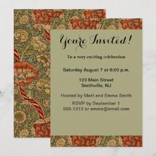 William Morris Wandle English Floral Damask Design Invitation