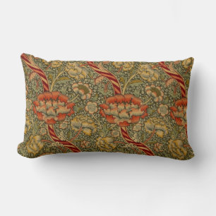 William Morris Wandle English Floral Damask Design Lumbar Cushion