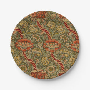 William Morris Wandle English Floral Damask Design Paper Plate