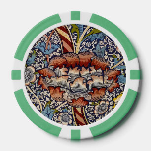 William Morris Wandle English Floral Damask Design Poker Chips