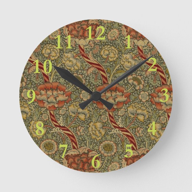 William Morris Wandle English Floral Damask Design Round Clock (Front)