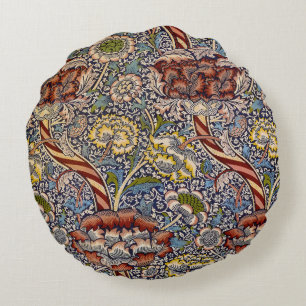 William Morris Wandle English Floral Damask Design Round Cushion