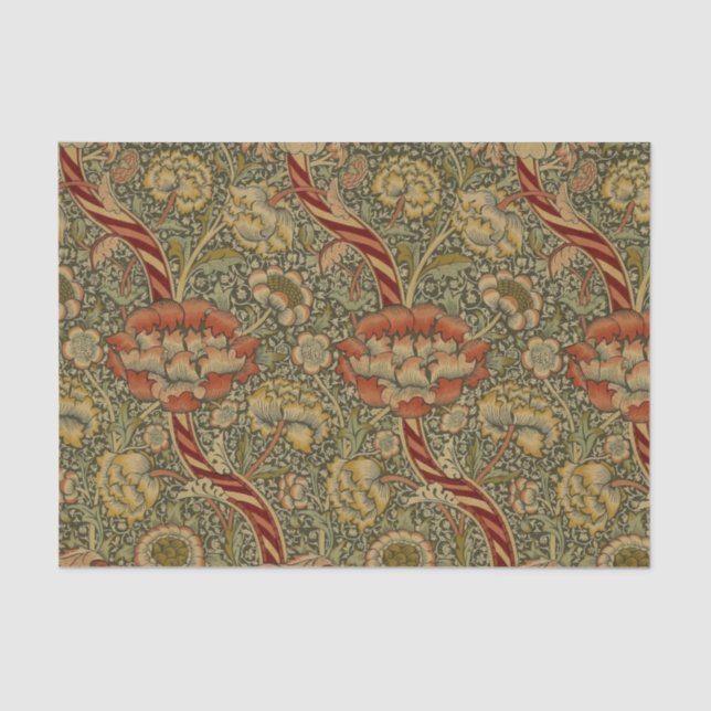 William Morris Wandle English Floral Damask Design Tissue Paper (Front)
