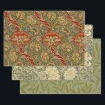 William Morris Wandle English Floral Damask Design Wrapping Paper Sheet<br><div class="desc">Classic William Morris - Wandle wallpaper pattern - This swirling rich flower art design is the William Morris Wild Wandle pattern,  a classic wallpaper design from the mid-1800s,  with rich reds and greens.</div>