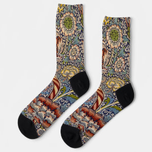 William Morris Wandle Navy Blue Floral Art Socks