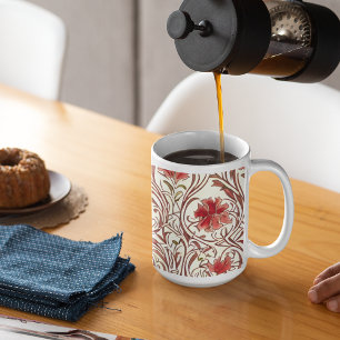 William Morris Watercolor Gold Red Brown Ivory  Coffee Mug