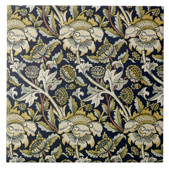 William Morris 'Wey Chintz' Ceramic Tile (Front)