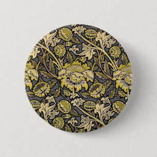William Morris Wey Floral Arts Crafts Wallpaper 6 Cm Round Badge