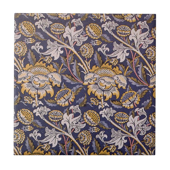 William Morris Wey Floral Arts Crafts Wallpaper Ceramic Tile (Front)