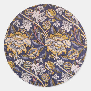 William Morris Wey Floral Arts Crafts Wallpaper Classic Round Sticker