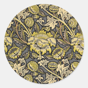 William Morris Wey Floral Arts Crafts Wallpaper Classic Round Sticker