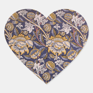 William Morris Wey Floral Arts Crafts Wallpaper Heart Sticker