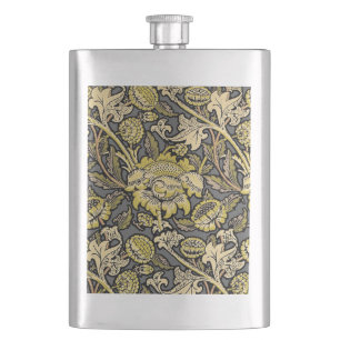 William Morris Wey Floral Arts Crafts Wallpaper Hip Flask