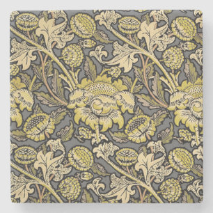 William Morris Wey Floral Arts Crafts Wallpaper Stone Coaster