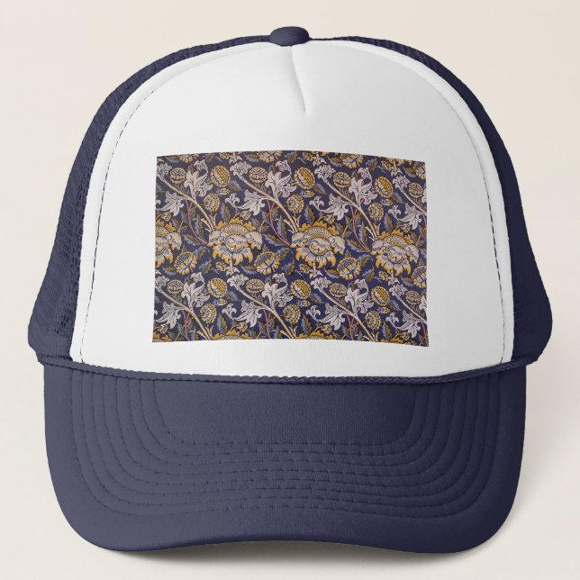William Morris Wey Floral Arts Crafts Wallpaper Trucker Hat (Front)