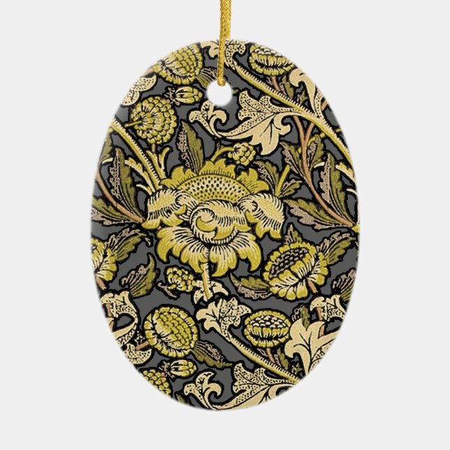 William Morris Wey Floral Wallpaper Ceramic Ornament (Front)