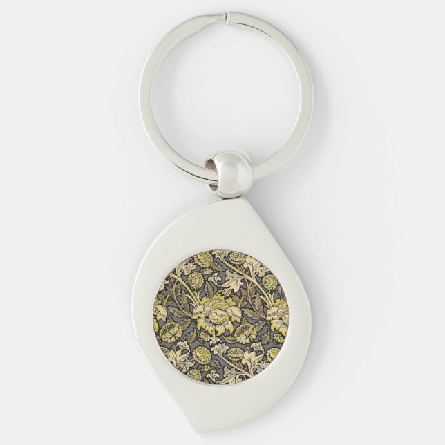 William Morris Wey Floral Wallpaper Key Ring (Front)