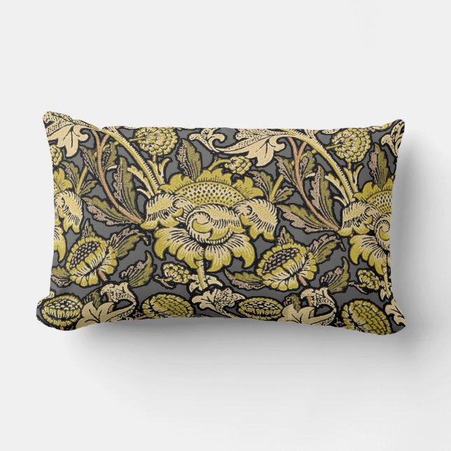 William Morris Wey Floral Wallpaper Lumbar Cushion (Front)
