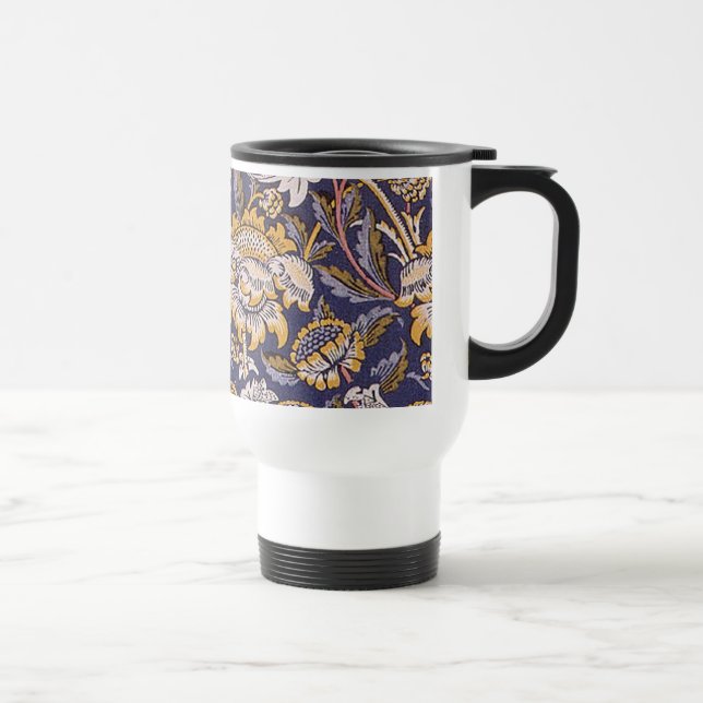 William Morris Wey Floral Wallpaper Travel Mug (Right)
