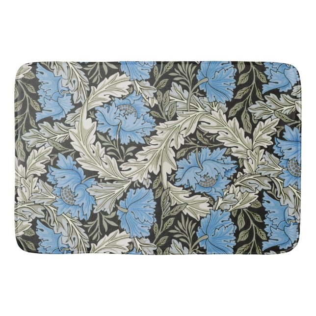 William Morris Wild Blue Poppies Bath Mat (Front)