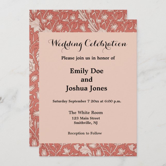William Morris Wild Tulip Classic Victorian Design Invitation (Front/Back)
