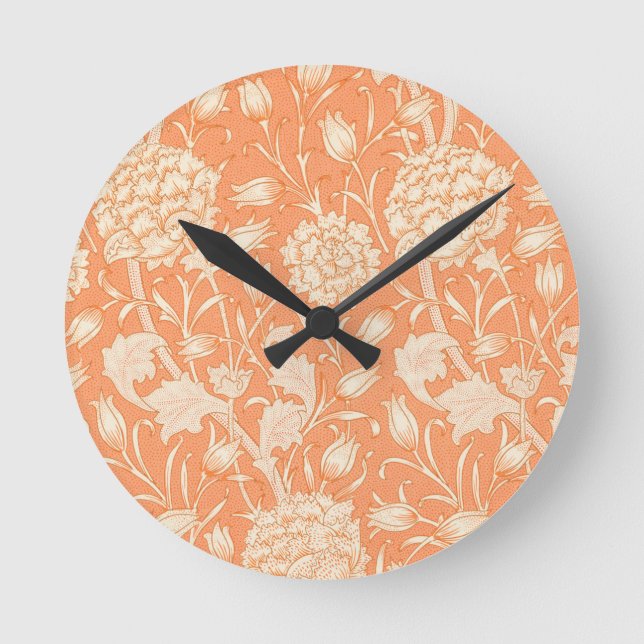 William Morris Wild Tulip famous pattern Round Clock (Front)