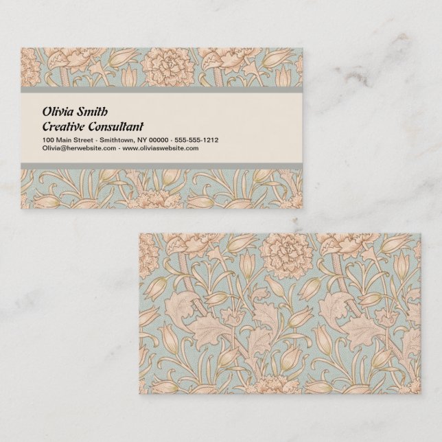 William Morris Wild Tulip Flower Floral Design Business Card (Front/Back)