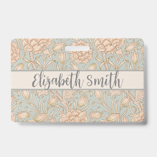 William Morris Wild Tulip Flower Floral Design ID Badge