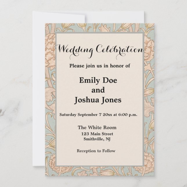 William Morris Wild Tulip Flower Floral Design Invitation (Front)