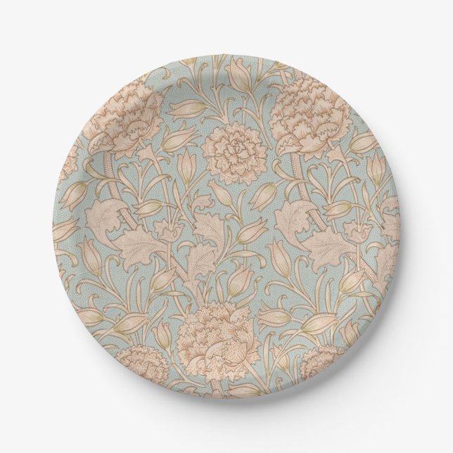 William Morris Wild Tulip Flower Floral Design Paper Plate (Front)