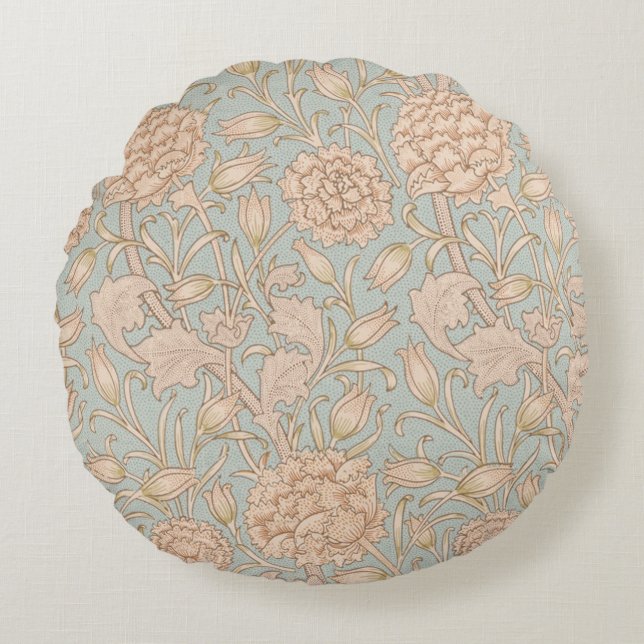 William Morris Wild Tulip Flower Floral Design Round Cushion (Front)
