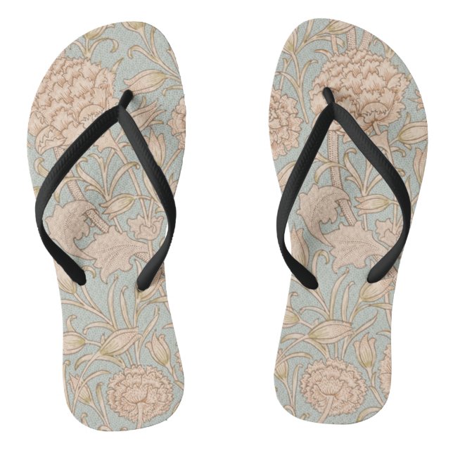 William Morris Wild Tulip Flower Floral Design Thongs (Footbed)