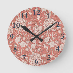 William Morris Wild Tulip Flower Floral Round Clock