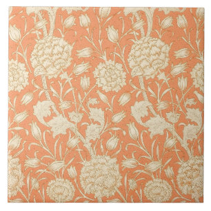 William Morris Wild Tulip Orange Floral Art Ceramic Tile