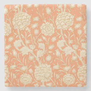 William Morris Wild Tulip Orange Floral Art Stone Coaster