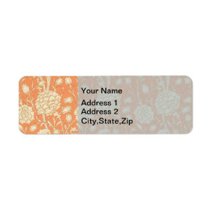 William Morris Wild Tulip Vintage Floral Pattern Return Address Label