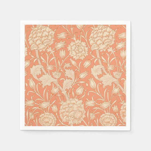 William Morris - Wild Tulips - Floral Peach Napkin (Front)